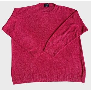 Luciano Barbera Mens Red Sweater Italy 2XL Classic Luxury Preppy Cozy Casual